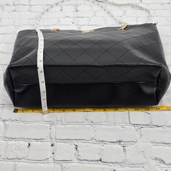 Elegant Black Quilted Tote Bag NWOT - Picture 6 of 7